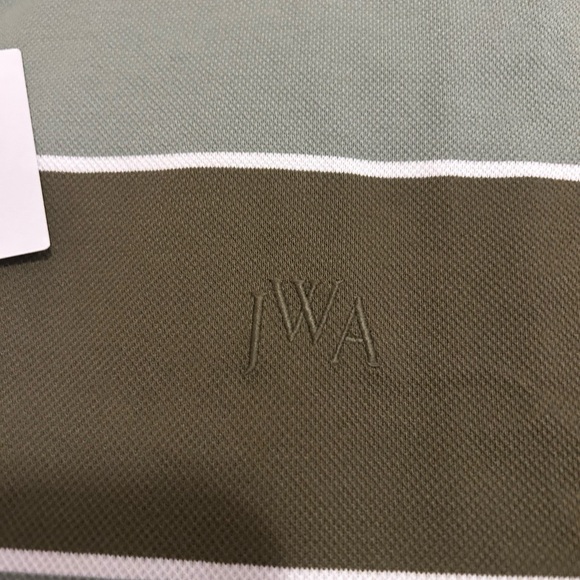 JW ANDERSON Olive and Sage Striped Polo Shirt - Picture 3 of 6